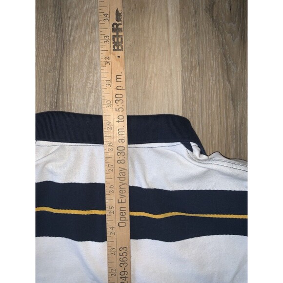 Old Navy The Classic Polo Navy Blue/White Striped Shirt Mens MED Short Sleeve - Picture 8 of 8